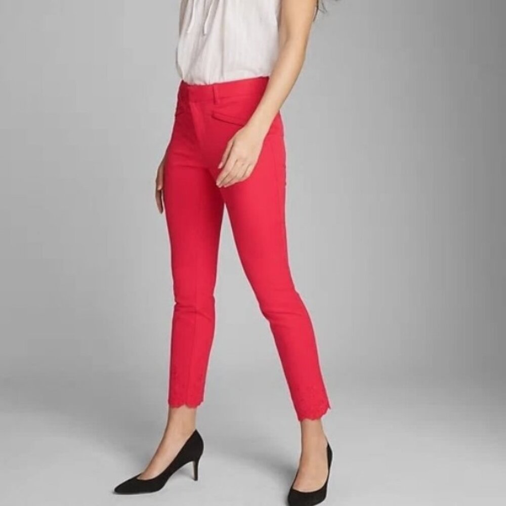 Gap Red Skinny Ankle Pants with Eyelet Hem, Size 18 NWT
